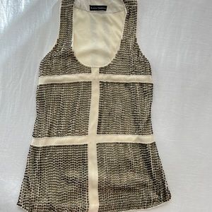Karina Grimaldi Gold and Ivory Embellished Tank